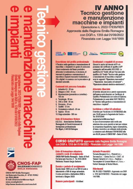 Tecnico nella gestione e manutenzione di macchine e impianti